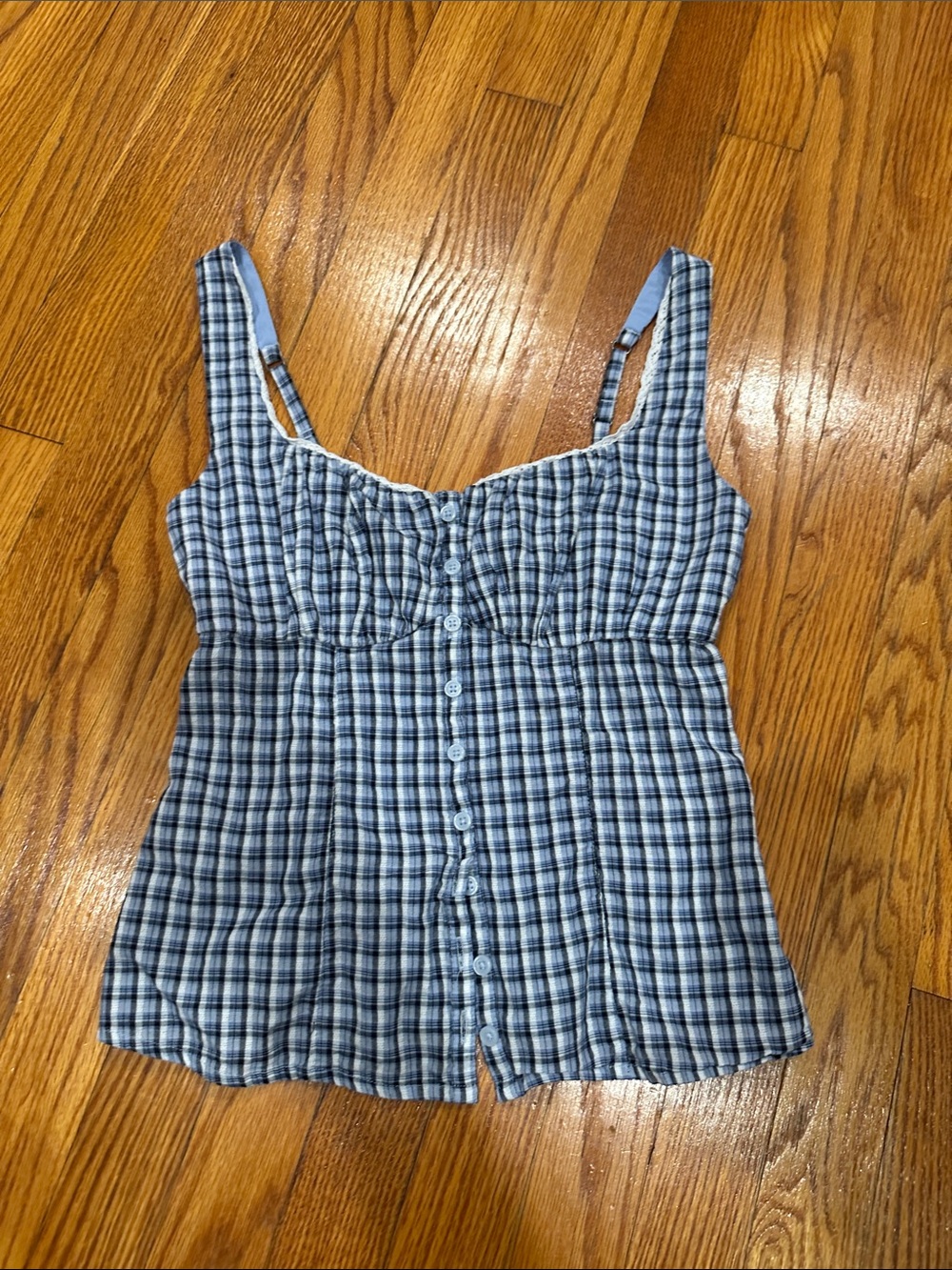 Hollister Blue Plaid Button-Down Cami